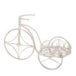 Suport ghiveci flori, bicicleta, otel, alb, 56 x 26 x 36 cm