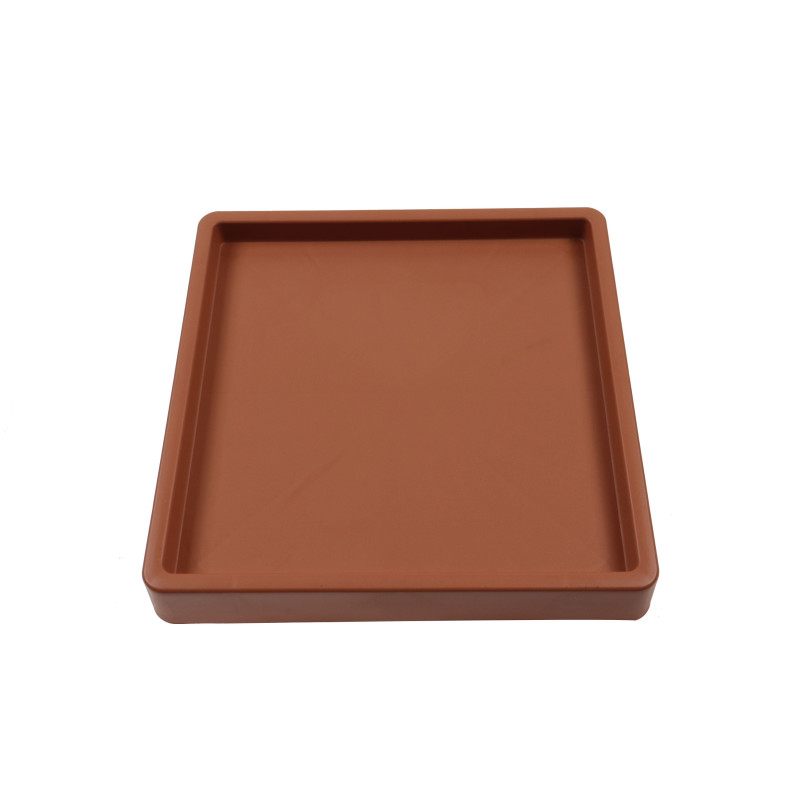 Suport ghiveci flori IPRS370-R624, mobil, patrat, plastic, teracota, 36.6 x 36.6 x 6 cm