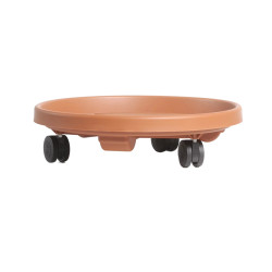Suport ghiveci flori Rondo, mobil, rotund, plastic, maro, D 30.5 cm