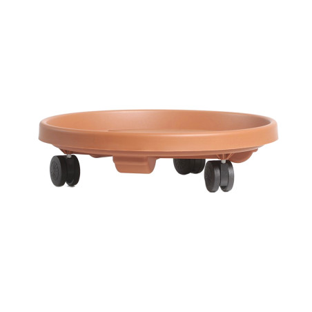 Suport ghiveci flori Rondo, mobil, rotund, plastic, maro, D 30.5 cm