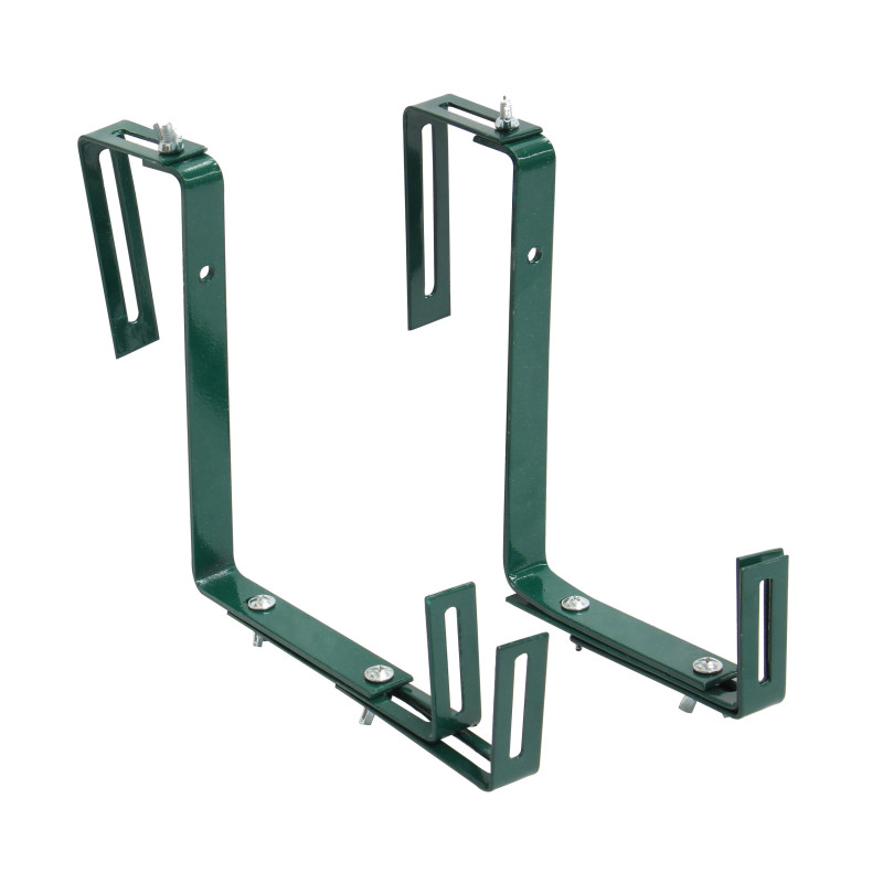 Suport jardiniera balcon AG014, cu reglaj dublu, otel, verde