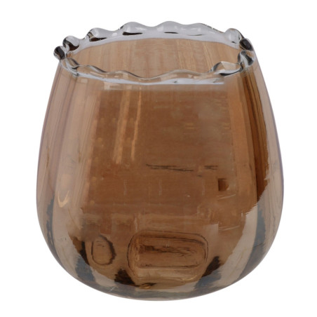 Suport lumanare, A68121700, sticla, auriu, 8 x 7.5 cm