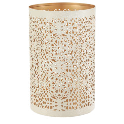 Suport lumanare, CII-16636-B, metal, ivoriu + auriu, 19 cm