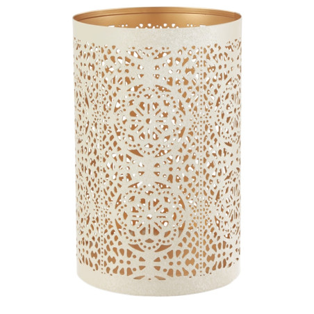 Suport lumanare, CII-16636-B, metal, ivoriu + auriu, 19 cm