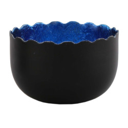 Suport lumanare, CII-6316, metal, albastru + negru, 8 x 5.5 cm