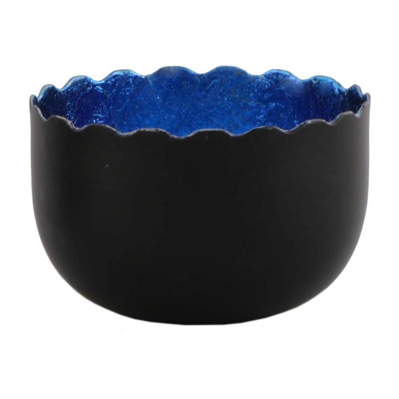 Suport lumanare, CII-6316, metal, albastru + negru, 8 x 5.5 cm