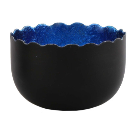 Suport lumanare, CII-6316, metal, albastru + negru, 8 x 5.5 cm