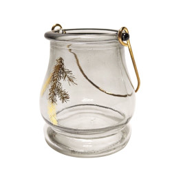 Suport lumanare Craciun, CD0031, sticla, transparent, 8.7 x 9.5 cm