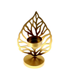 Suport lumanare, KW103, metal, auriu, 9.5 x 6 x 15 cm