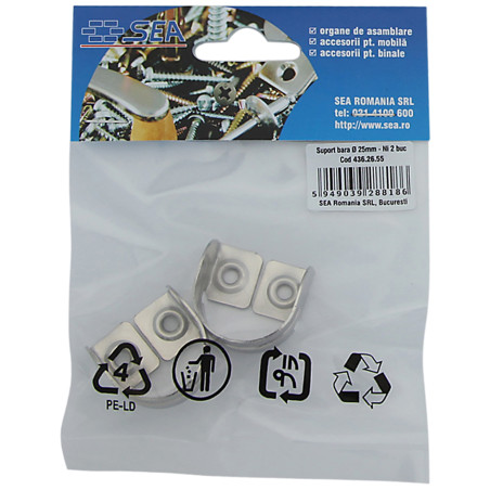 Suport metalic lateral, pentru bara haine , D 25 mm, set 2 bucati