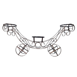 Suport pentru ghivece, Caleasca, metal, negru + auriu, 108 x 22 x 47 cm