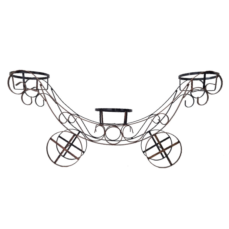 Suport pentru ghivece, Caleasca, metal, negru + auriu, 108 x 22 x 47 cm