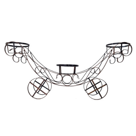 Suport pentru ghivece, Caleasca, metal, negru + auriu, 108 x 22 x 47 cm
