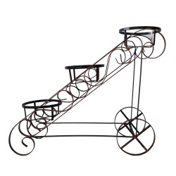 Suport pentru ghivece, Scara, metal, negru + auriu, 73 x 22 x 60 cm