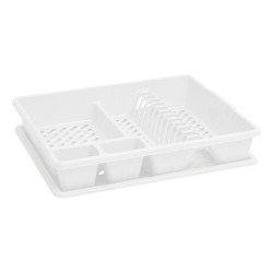 Suport pentru uscare vase Curver, cu tava, alb, plastic, 45 x 38 x 8.8 cm