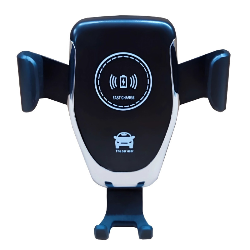 Suport telefon auto, Carmax, universal, montare cu cleme / ventuza, prindere telefon cu cleme, ABS / metal, negru, incarcare wir