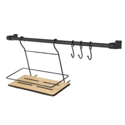 Suport ustensile MG059B, metal, negru, suspendat, 60 cm