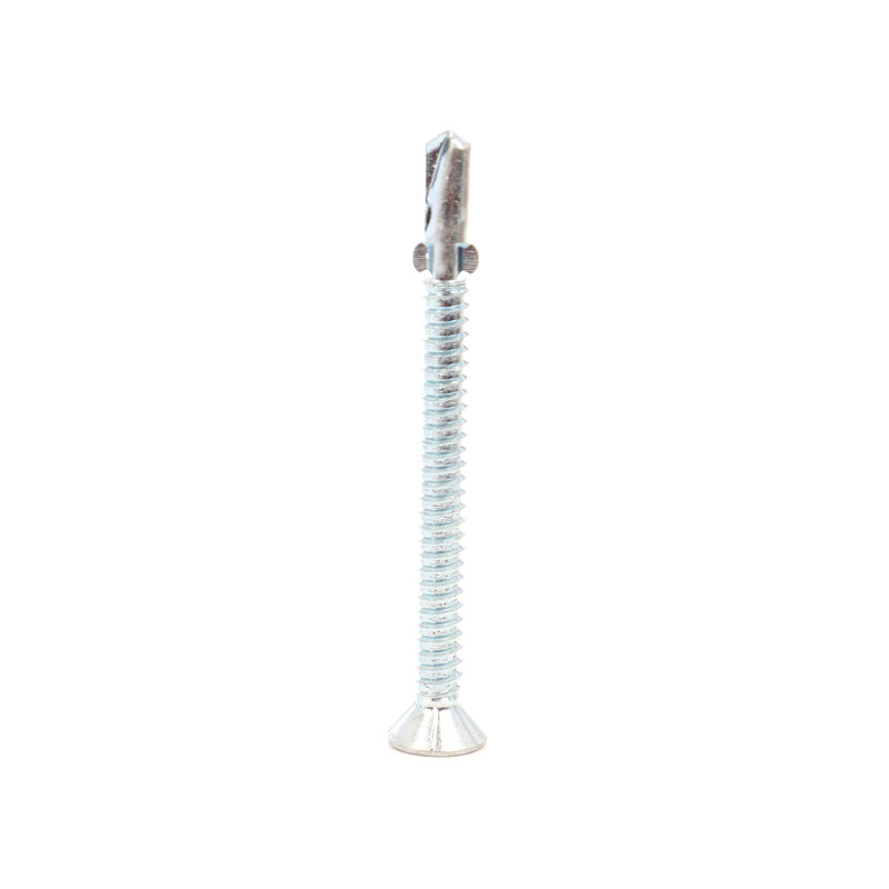 Surub autoforant, cu cap inecat si aripi, din otel, 6.3 x 75 mm Surub autoforant, cu cap inecat si aripi, din otel, 6.3 x 75 mm