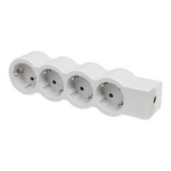 Bloc Legrand 694575, 4 prize, 3680 W, contact de protectie, protectie copii, alb + gri