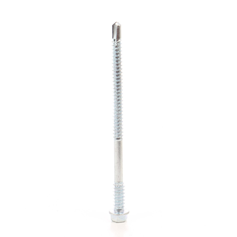 Surub autoforant, pentru panouri, cu cap hexagonal, din otel, zincat alb, SW8, 6.3/5.5 x 100 mm