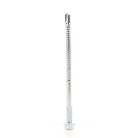 Surub autoforant, pentru panouri, cu cap hexagonal, din otel, zincat alb, SW8, 6.3/5.5 x 100 mm