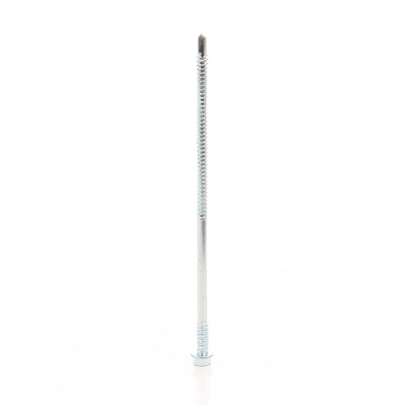 Surub autoforant, pentru panouri, cu cap hexagonal, din otel, zincat alb, SW8, 6.3/5.5 x 150 mm Surub autoforant, pentru panouri, cu cap hexagonal, din otel, zincat alb, SW8, 6.3/5.5 x 150 mm