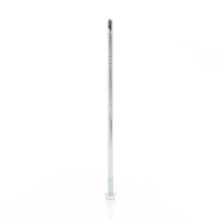 Surub autoforant, pentru panouri, cu cap hexagonal, din otel, zincat alb, SW8, 6.3/5.5 x 150 mm