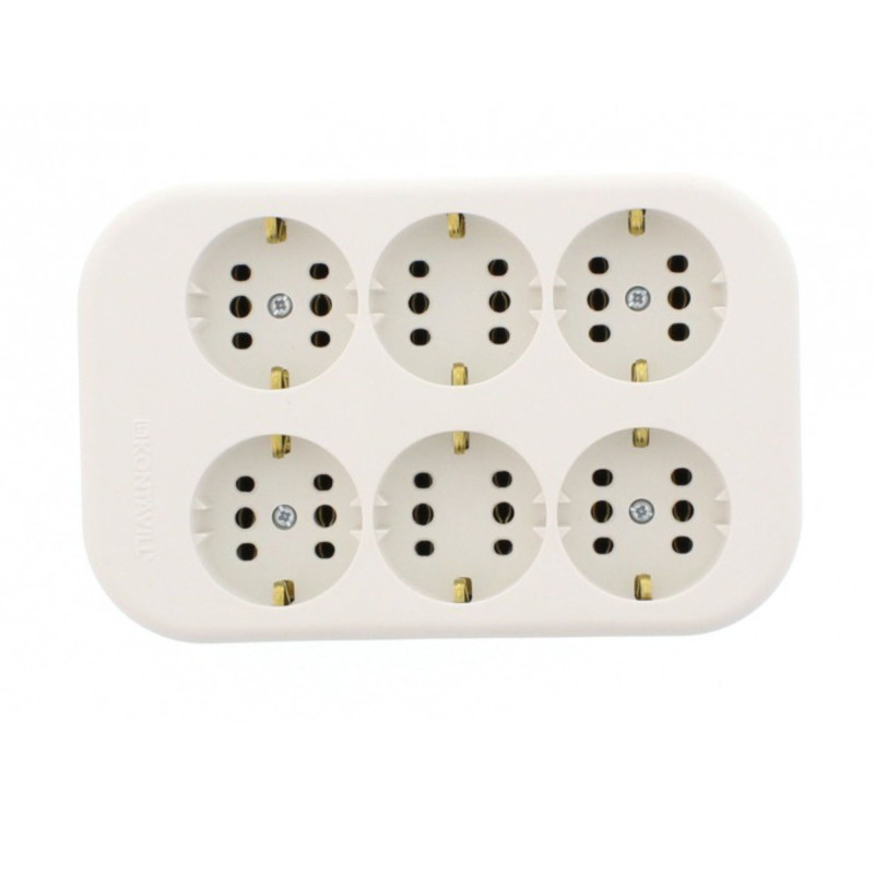 Bloc Legrand Moes 053424, 6 prize, contact de protectie, alb