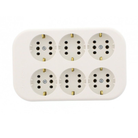Bloc Legrand Moes 053424, 6 prize, contact de protectie, alb
