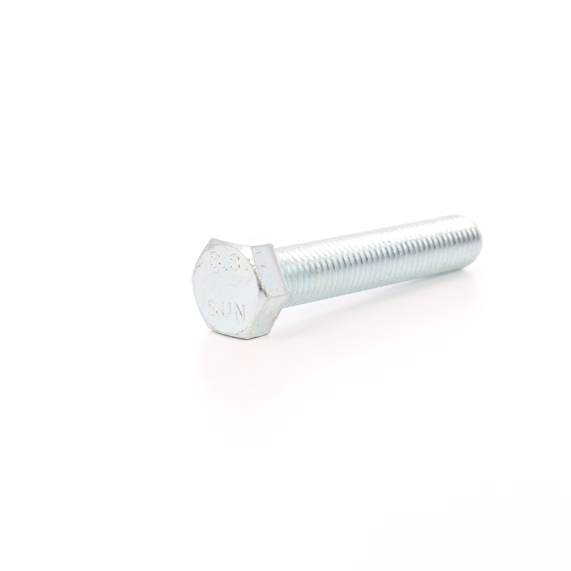 Surub cu cap hexagonal, filetat complet, otel, zincat alb, M18 x 80 mm