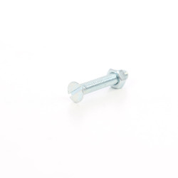 Surub cu cap inecat crestat, cu piulita, otel, zincat alb, M4 x 40 mm, 8 bucati