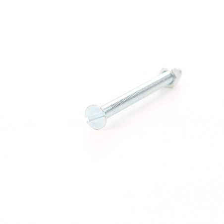Surub cu cap inecat crestat, cu piulita, otel, zincat alb, M5 x 40 mm, 8 bucati