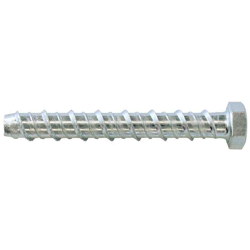 Surub pentru beton, din otel, zincat alb, cu cap hexagonal, Hex 13, filetat complet, Friulsider CLR, 10 x 60 mm
