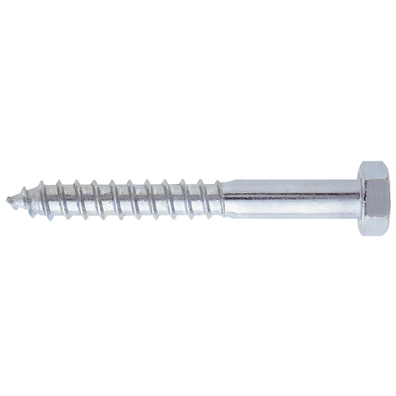 Surub pentru lemn, cu cap hexagonal, Friulsider, zincat alb, 8 x 80 mm