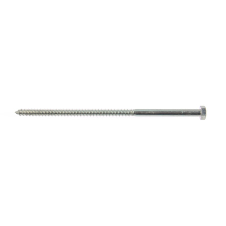 Surub pentru lemn, cu cap hexagonal, zincat alb, 12 x 280 mm