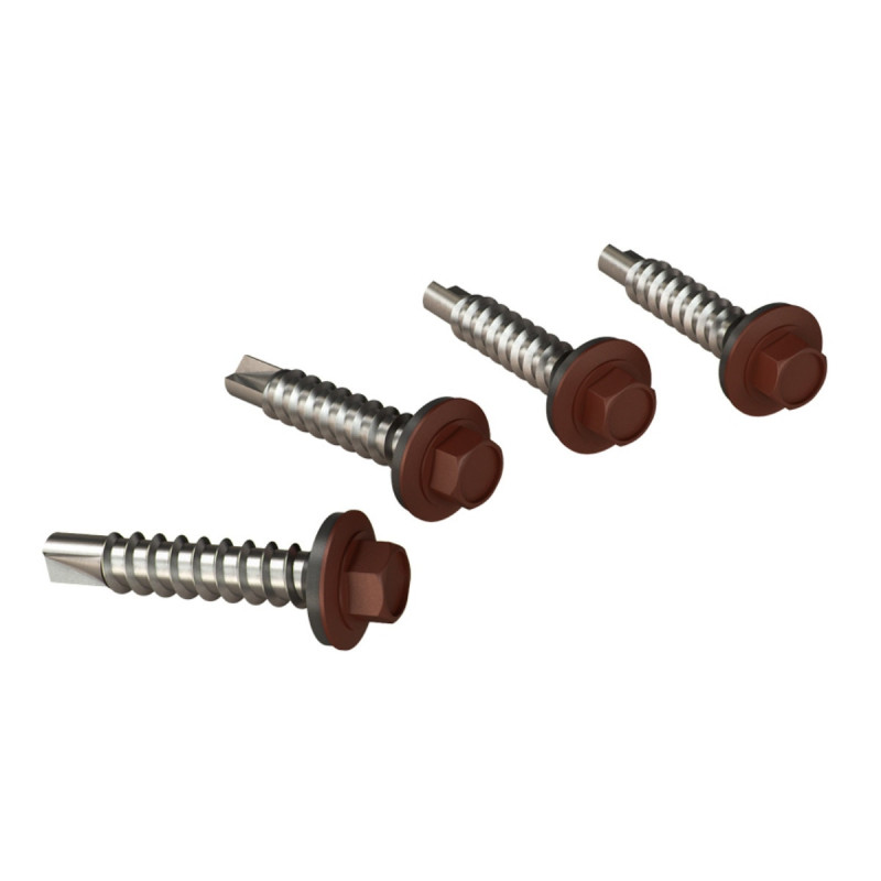 Surub pentru tigla metalica, autoforant, Bilka, maro (RAL 8017), 4.8 x 35 mm, 250 bucati Surub pentru tigla metalica, autoforant, Bilka, maro (RAL 8017), 4.8 x 35 mm, 250 bucati
