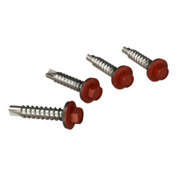 Surub pentru tigla metalica, autoforant, Bilka, rosu inchis (RAL 3009), 4.8 x 70 mm, 100 bucati