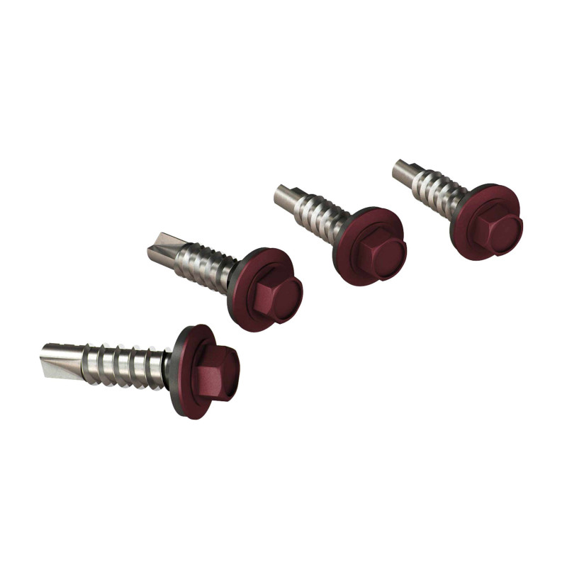 Surub pentru tigla metalica, autoforant, Bilka, visiniu (RAL 3005), 4.8 x 19 mm, 250 bucati Surub pentru tigla metalica, autoforant, Bilka, visiniu (RAL 3005), 4.8 x 19 mm, 250 bucati