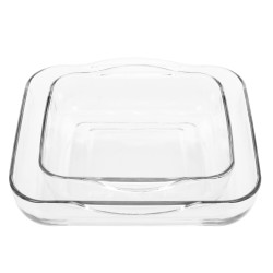 Bol Borcam pentru servirea mesei, set 2 bucati, sticla termorezistenta, transparent, 28 x 28 cm / 22 x 22 cm, 3500 ml / 2000 ml