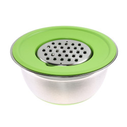 Bol pentru pregatirea mesei VK 4104-22-SWG, cu razatoare, inox + plastic + silicon, argintiu + verde, 22 cm