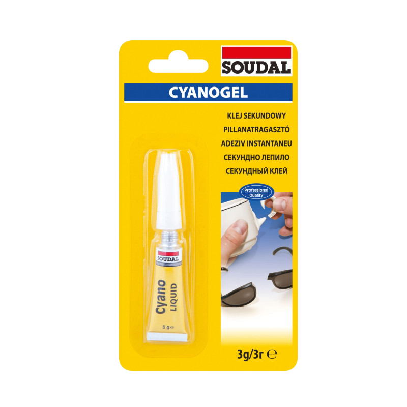 Adeziv instantaneu pentru suprafete multiple, Soudal Cyanogel, 3 g Adeziv instantaneu pentru suprafete multiple, Soudal Cyanogel, 3 g