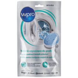 Tablete curatare masina de spalat rufe, Wpro, alb / albastru, set 3 bucati