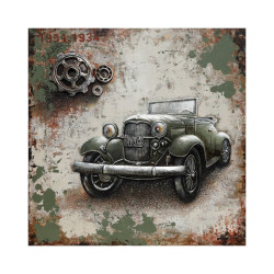 Tablou canvas F684A, Masina retro, efect 3D, panza + sasiu lemn, 100 x 100 cm