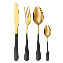 Tacamuri BSF1010BG, inox, auriu + negru, set 24 piese