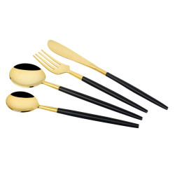 Tacamuri VK 1603, inox, auriu + negru, set 24 piese