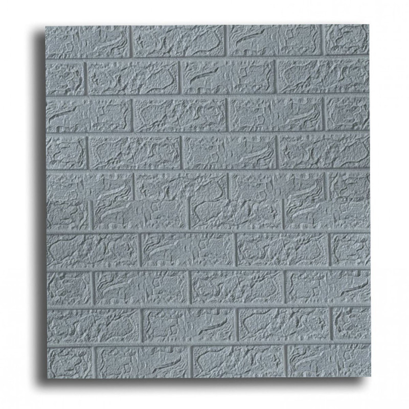 Tapet autoadeziv 3D Naimeed D3314, PVC, 77 x 70 cm, model caramida, gri