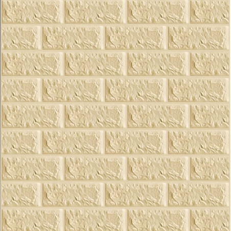 Tapet autoadeziv 3D Naimeed D3400, PVC, 77 x 70 cm, model caramida, crem