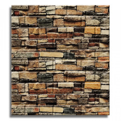 Tapet autoadeziv 3D Naimeed D3572, PVC, 77 x 70 cm, model piatra, maro + crem + gri