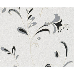 Tapet hartie, model floral, AS Creation Black & White 106742, 10 x 0.53 m