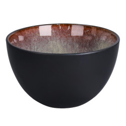 Bol pentru servirea mesei D4111, portelan, negru + maro, 15 cm